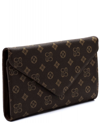 Monogrammed Envelope Clutch CS2500 BROWN/TAN